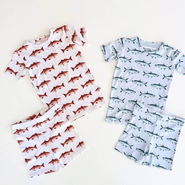 Redfish OR Tarpon Short Sleeve with Shorts Two Piece Sets (2T- 7/8) for wholesale by Brittany Hartt Designs