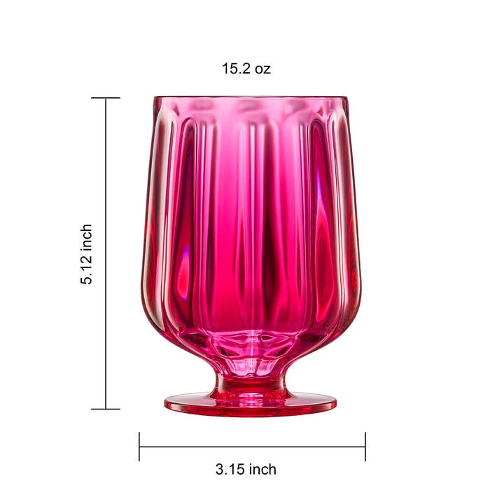 The Wine Savant / Khen Glassware - Wholesale Wine Glass - Unbreakable Acrylic Plastic Goblet Wine Glass, 15OZ Hot Pink3