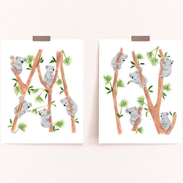 Koalas konsttryck uppsättning av två för wholesale av Sabina Fenn