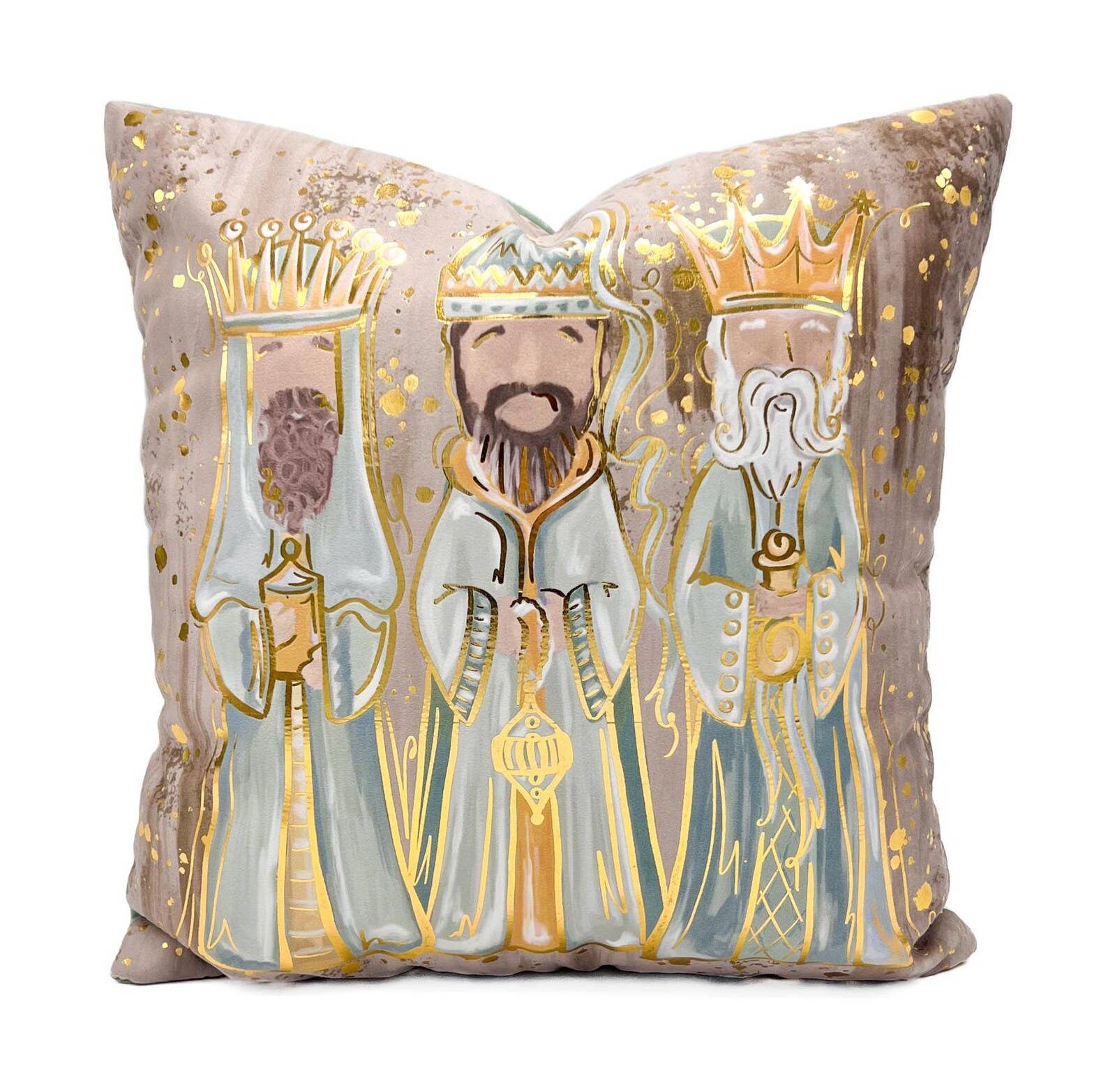 Rachel Brooks Design, LLC – Almofada decorativa/de sofá por atacado – Almofada de Folha de Ouro Neutra Procure Como Homens Sábios