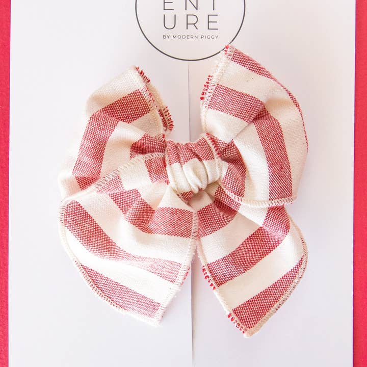 Striscia in lino rosso/bianco | Petite Party Bow per la vendita all'ingrosso da parte di Modern Piggy