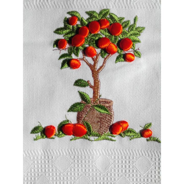 Nordlinen – wholesale Kökshandduk – Apelsinfrukt Broderade Bomullskökshanddukar, Handduk, Diskduk