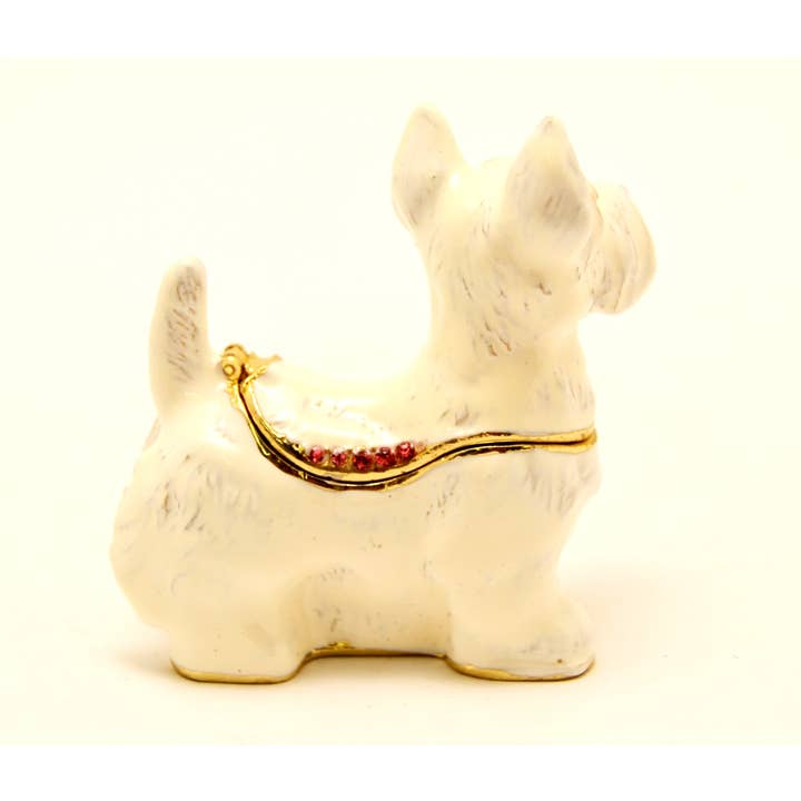 Ciel Collectables - Wholesale Jewelry Box/Organizer - White Scotty Dog Trinket Box Made with Swarovski Crystals