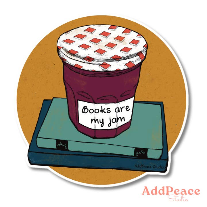 Books Are My Jam Funny Reader Sticker for wholesale by AddPeace Studio