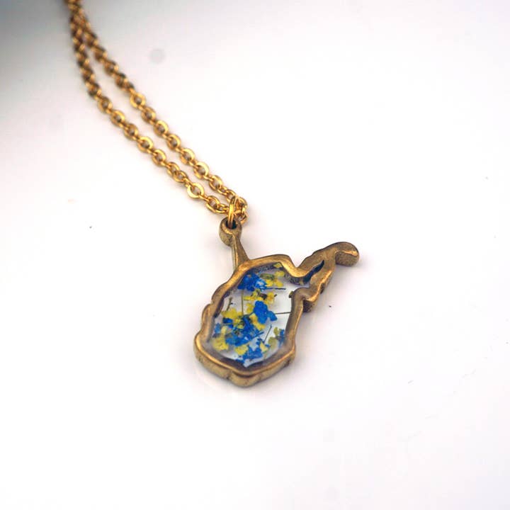 The Pretty Pickle - Wholesale Pendant/Charm Necklace - Small West Virginia Botanical Necklace1