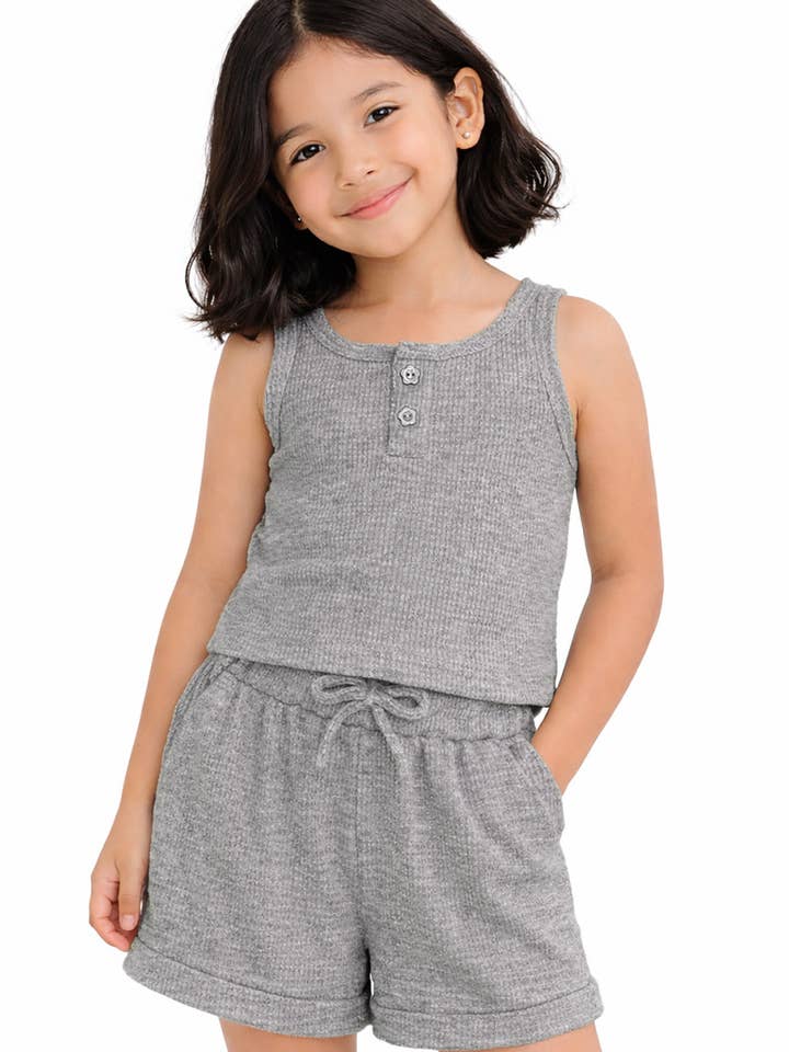 Tvådelat set med våffelstickade shorts för småbarn för wholesale av Cutie Patootie Clothing