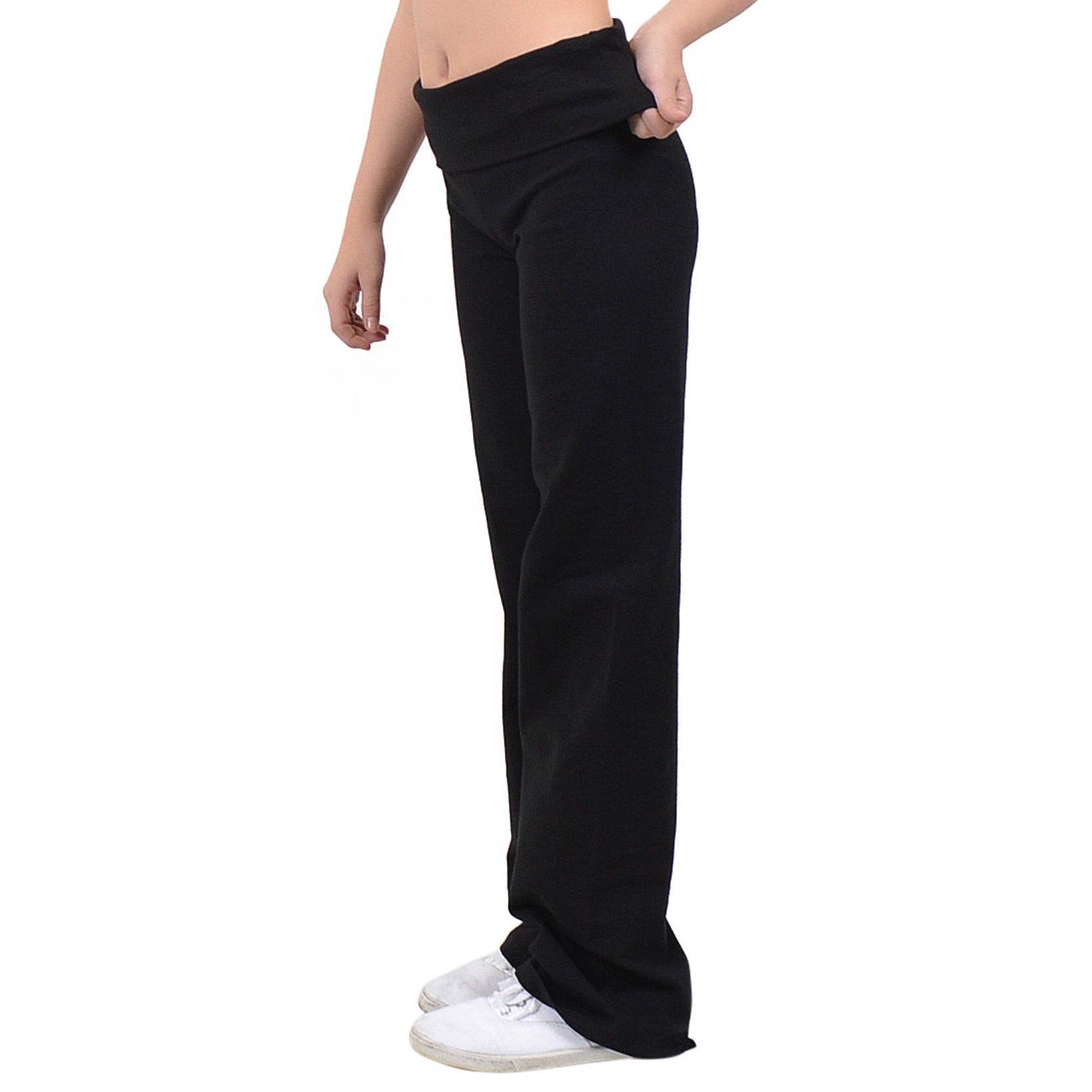 Black Teamwear Foldover Yoga Pants for wholesale on Faire2