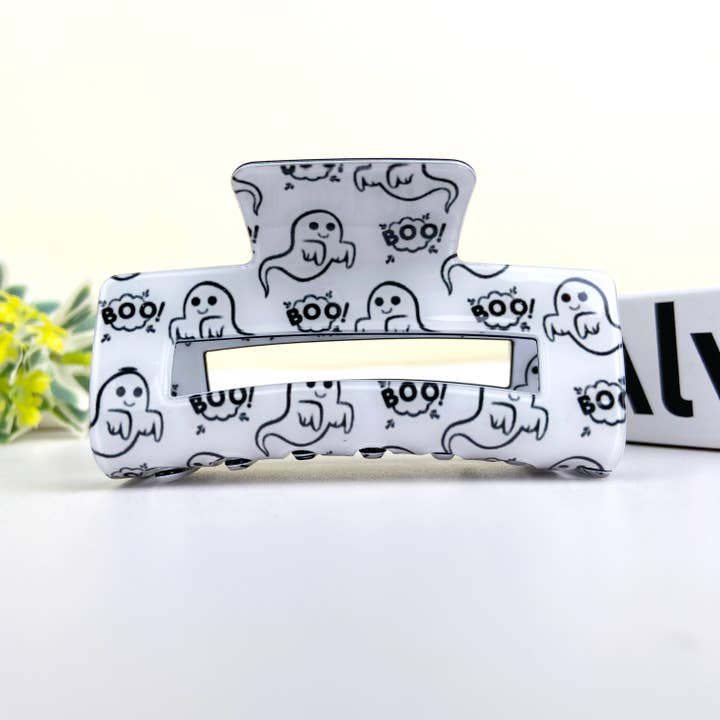 TheDivaSoap - Venta al por mayor Horquilla para el pelo - Mujer - Pinza rectangular para Halloween con forma de calavera de fantasma1