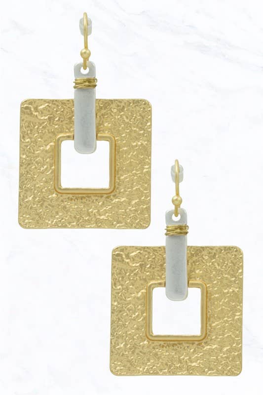 Suzie Q USA - Wholesale Dangle Earrings - Textured Square Earrings0