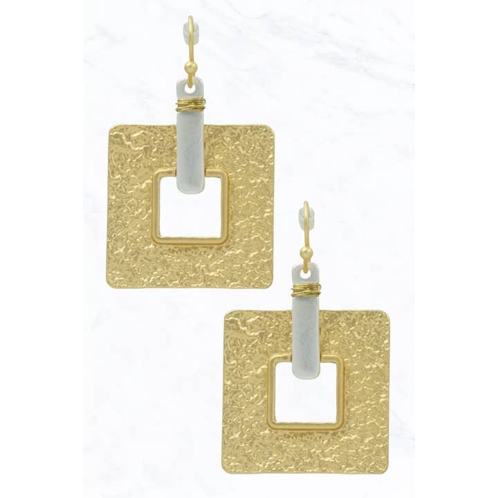 Suzie Q USA - Wholesale Dangle Earrings - Textured Square Earrings
