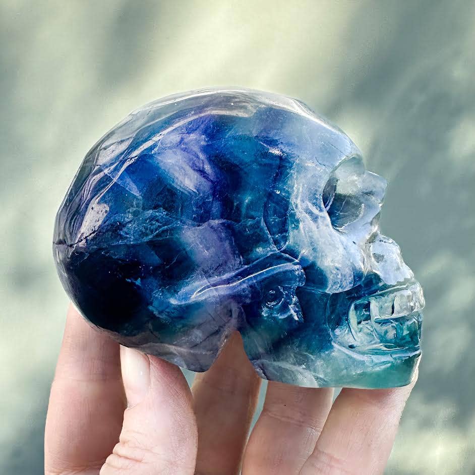 The Crystal Tabby - Wholesale Spiritual Stone/Crystal - Fluorite Skull - Large - 1 pc0