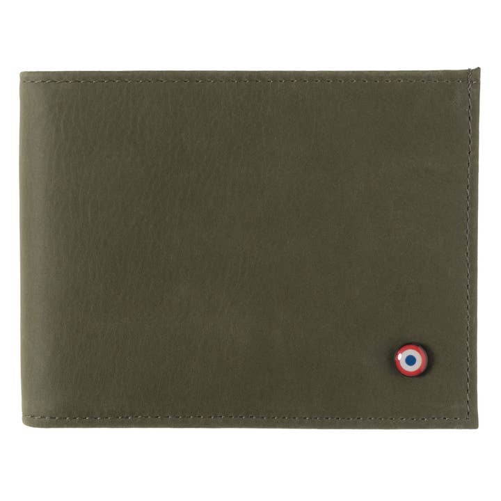 Arthur italienische Geldbörse aus grünem Holzleder im Vintage-Stil für den Großhandel von Larmorie Officiel