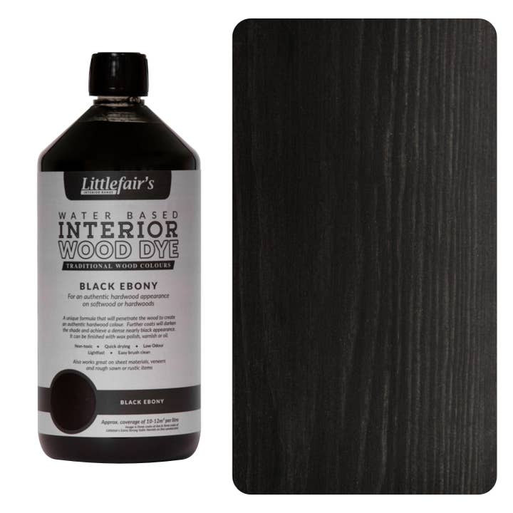 Wood Stain Water-based - Black Ebony for wholesale by Littlefairs Wood Finishing Products Ltd