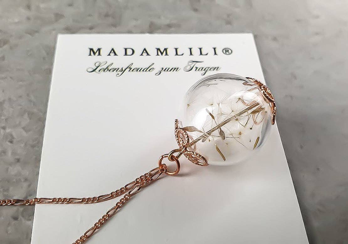 MadamLili - Vendita all'ingrosso Collana con ciondolo/pendaglio - Collana con dente di leone placcato oro rosa sterling 925 - K925-12911