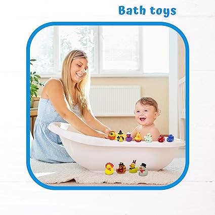 4E's Novelty - Wholesale Bath Toy - Baby - All Holidays Rubber Ducks in Bulk Pack of 42 - Includes Thanksgiving, Christmas, Valentines & More Rubber Duckies, Bath Toys for Kids Boys & Girls, Advent Gift, Jeep Ducking, Ducks for Each Season4