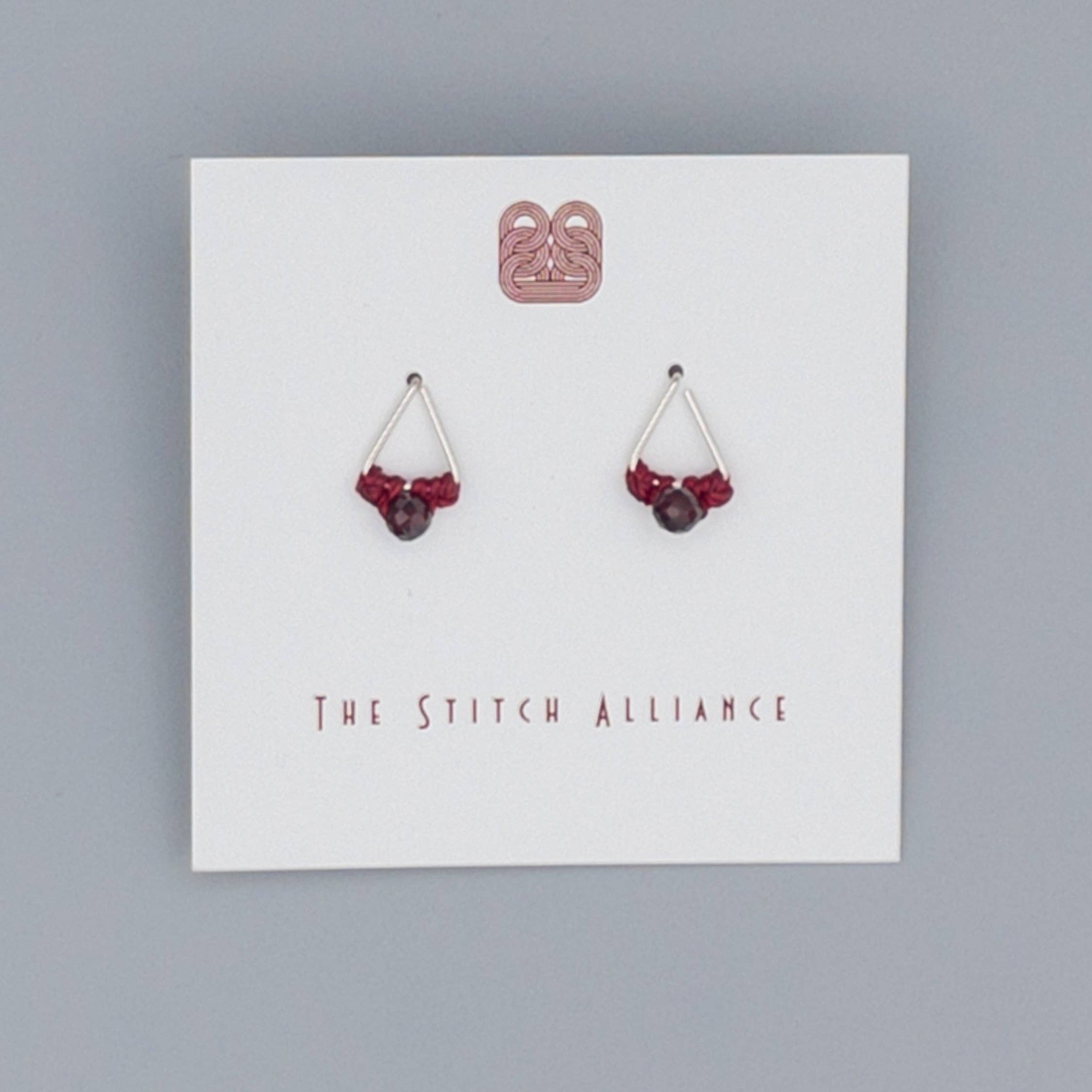 The Stitch Alliance - Wholesale Stud/Post Earrings - Garnet Stud Earrings | Sterling Silver | Triangle Studs2