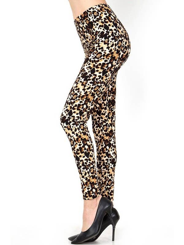 Brun PLUS F643 PLUS SIZE LEOPARD PRINT LEGGINGS for engroshandel på Faire