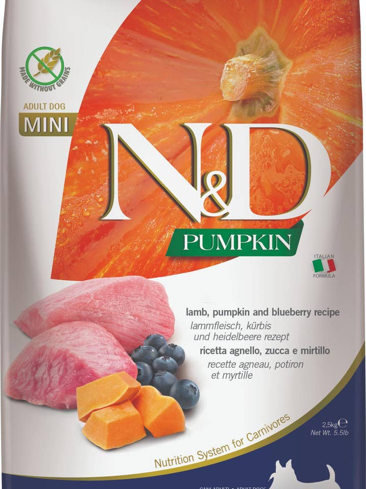 N&D Pumpkin Lamb Adult Mini 2.5 kg. for wholesale by Finest Petfoods