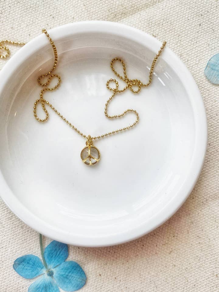Rose Quartz Mini Peace Chain Necklace for wholesale by Love & Nova