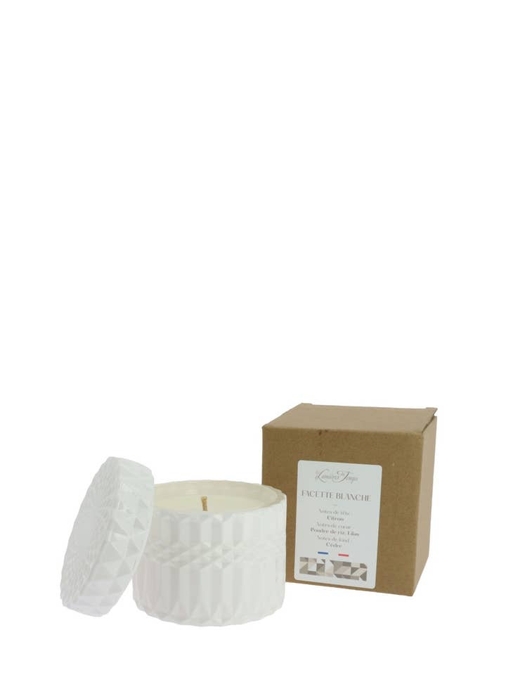Vela Facetada Branca 220g Pó de Arroz por atacado de Les Lumières du Temps