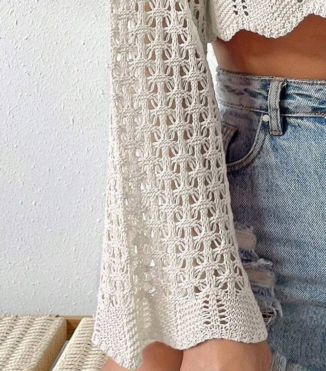 Rosa Clothing - Vente Cardigan – femme - Cardigan à manches évasées à lacets avec découpe solaire7