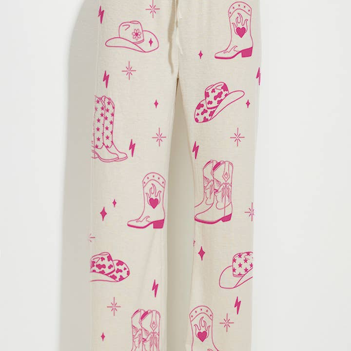 Phil Love - Wholesale Lounge Set - Women's - Cowgirl boots print soft loungewear set p