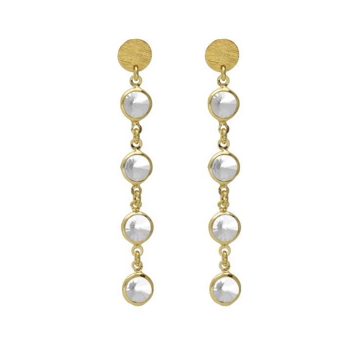 Lange Ohrringe Noise 7mm weißer Kristallkreis in Silber für den Großhandel von Victoria Cruz