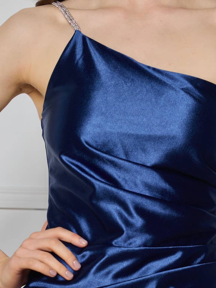 Lautinel - Wholesale Gown - Women's - Rhinestone Asymmetric Bodycon Mid-Length Evening Dress R60022