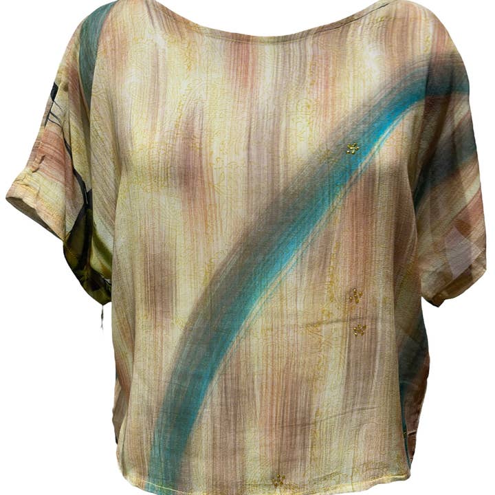 FINAL SALE PRG4176 Sheer Avatar Pure Silk Boxy Top for wholesale by sariKNOTsari