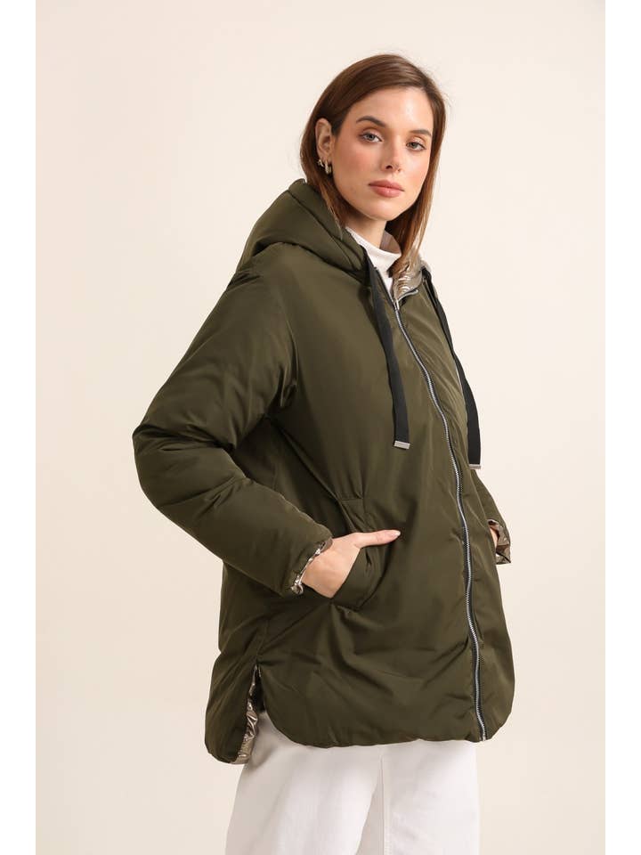 Attrait Paris - Wholesale Coat - Women's - Reversible mid-length jacket with zip16