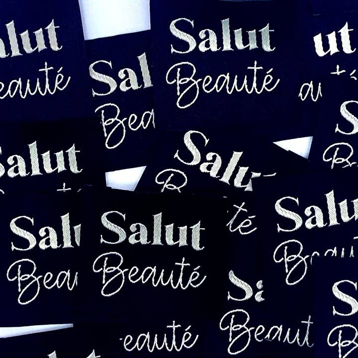 L’Étiquette Home Couture – wholesale Craft sewing kit – "Sew-on woven label 'HELLO BEAUTY' Black"
