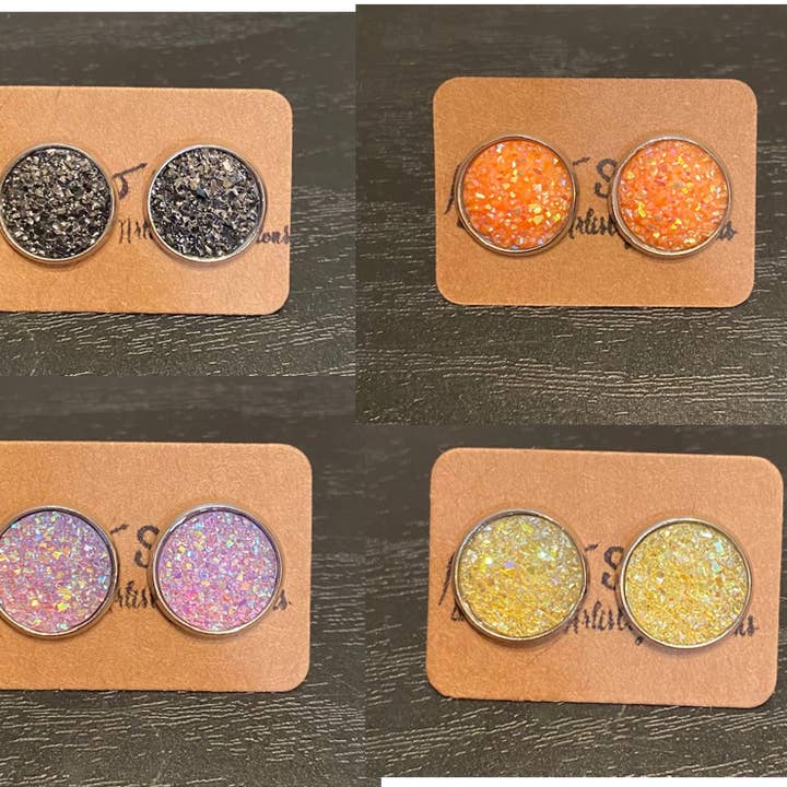 12mm Sparkly Cabochon Stud Earrings for wholesale by SMA Artistry Creations