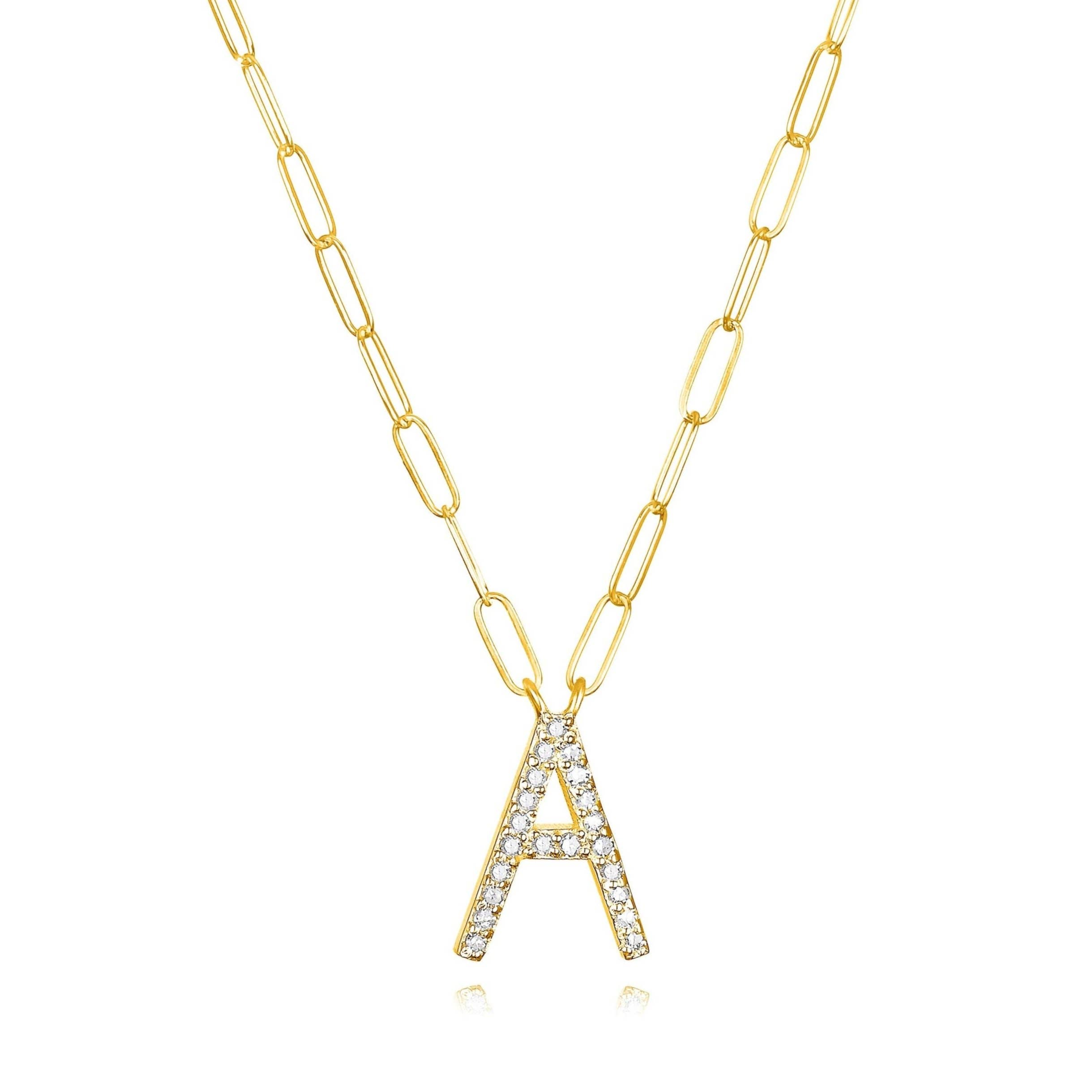 Amelia Rose Jewelry - Wholesale Pendant/Charm Necklace - Grand Diamond Initial Necklaces-All Letters Gold2