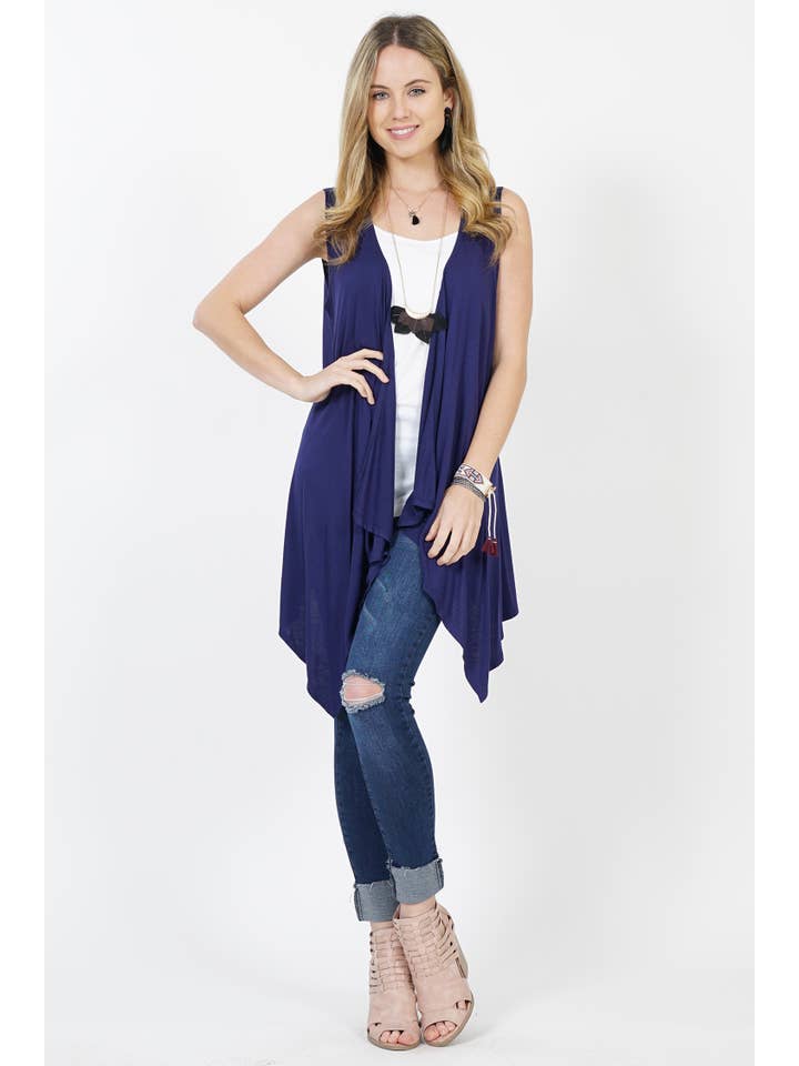 42POPS – wholesale Kofta - Dam – Ärmlös draperad öppen kofta11