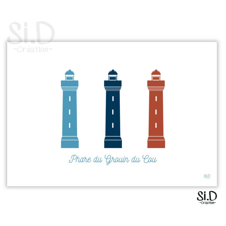 Poster 3 vuurtorens van La Tranche Sur Mer voor wholesale door Si.D