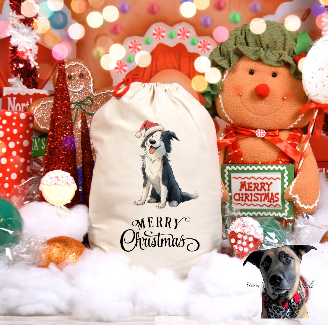 Storms Style – wholesale Holiday Stocking – Christmas Doodle Dogs Stockings and Santa Sacks 7