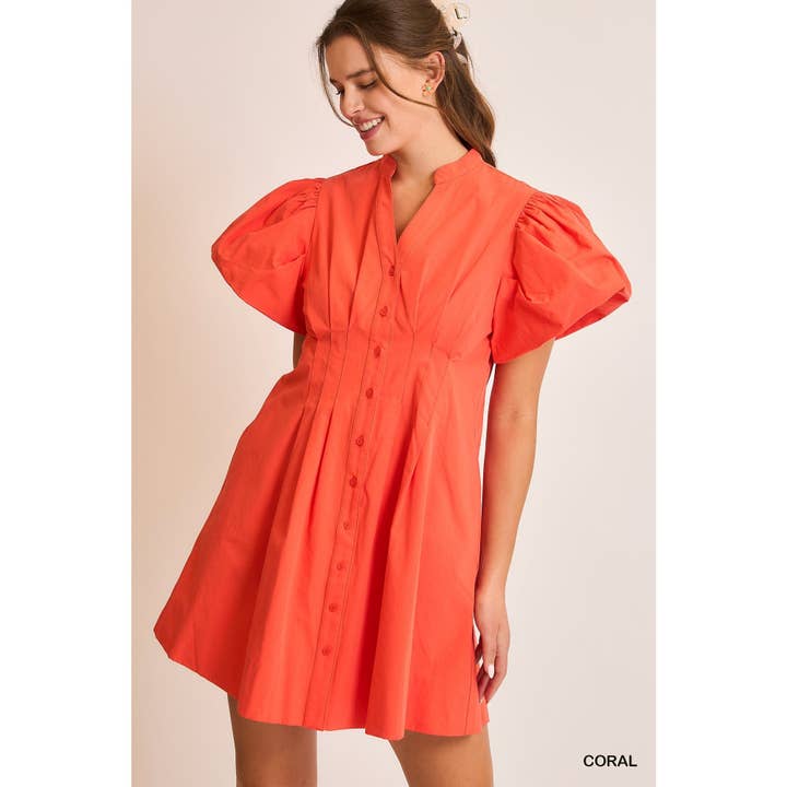 STYLE USA - Wholesale Dress - Women's - Pleated Short Sleeve Dress