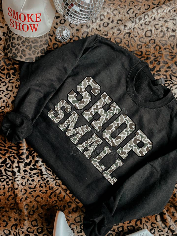 Camo Shop Small Sweatshirt for wholesale by Downtown Darling Wholesale