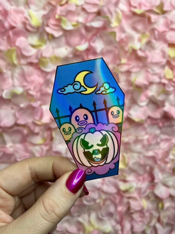 Pegatinas holográficas hechas a mano de Halloween Spooky Poke para venta al por mayor de 13resinswhy