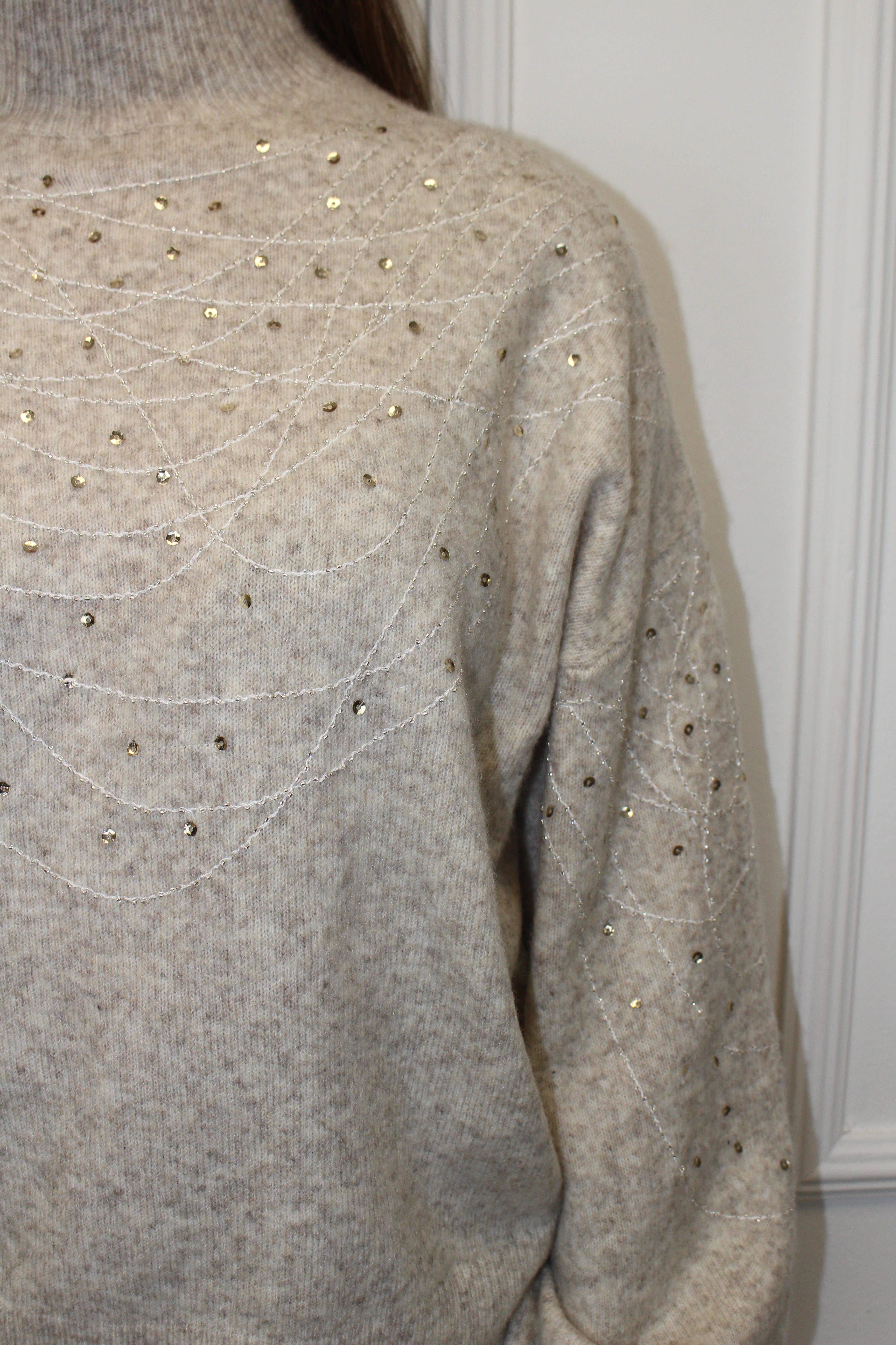 Chilli Girl Collection - Wholesale Knit Sweater - Women's - Mock neck sweater with bead and sequin details  7