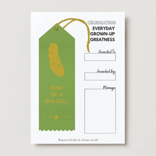 First Cabin Co. - Vente Cadeau amusant/original - Ruban de récompense en forme de Big Dill