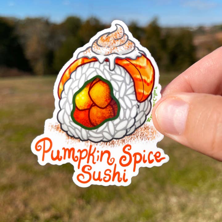 Ryan McCulloch Art - Wholesale Sticker - VINYL STICKER: Pumpkin Spice Sushi2