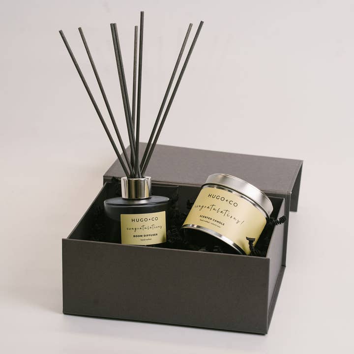 Congratulations Candle and Reed Diffuser Gift Set for wholesale by HUGO+CO