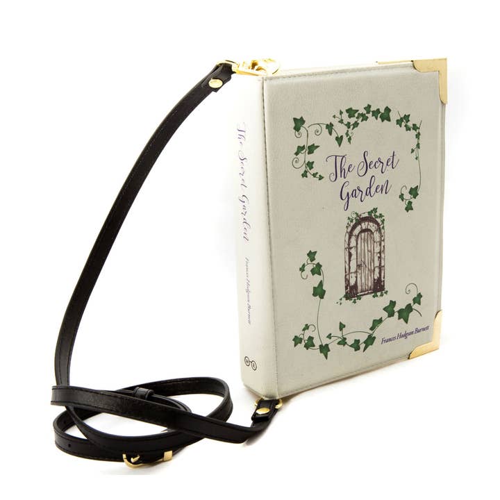 The Secret Garden Grey Book Handbag Crossbody Clutch for wholesale by Well Read Company