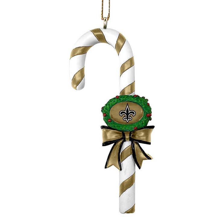 Candy Cane Ornament, New Orleans Saints for wholesale by The Memory Company