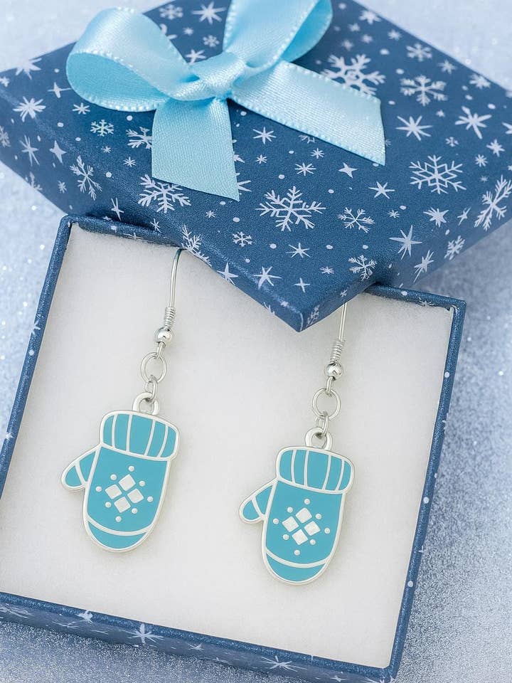 Turkos Vante Örhängen & Halsband Set med Snöflingor för wholesale av Bad Apple Designs