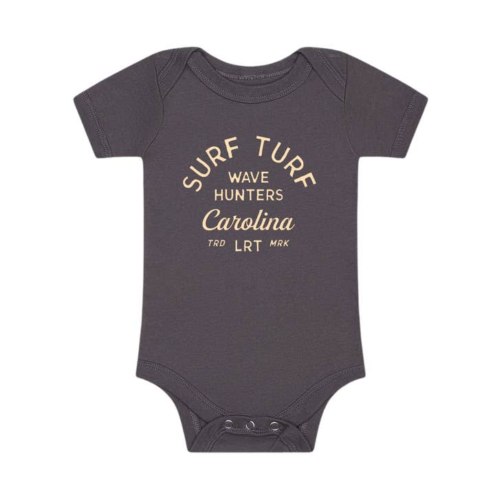 Baby Wave Hunter Onesie - Grey for wholesale by Little Rad Things