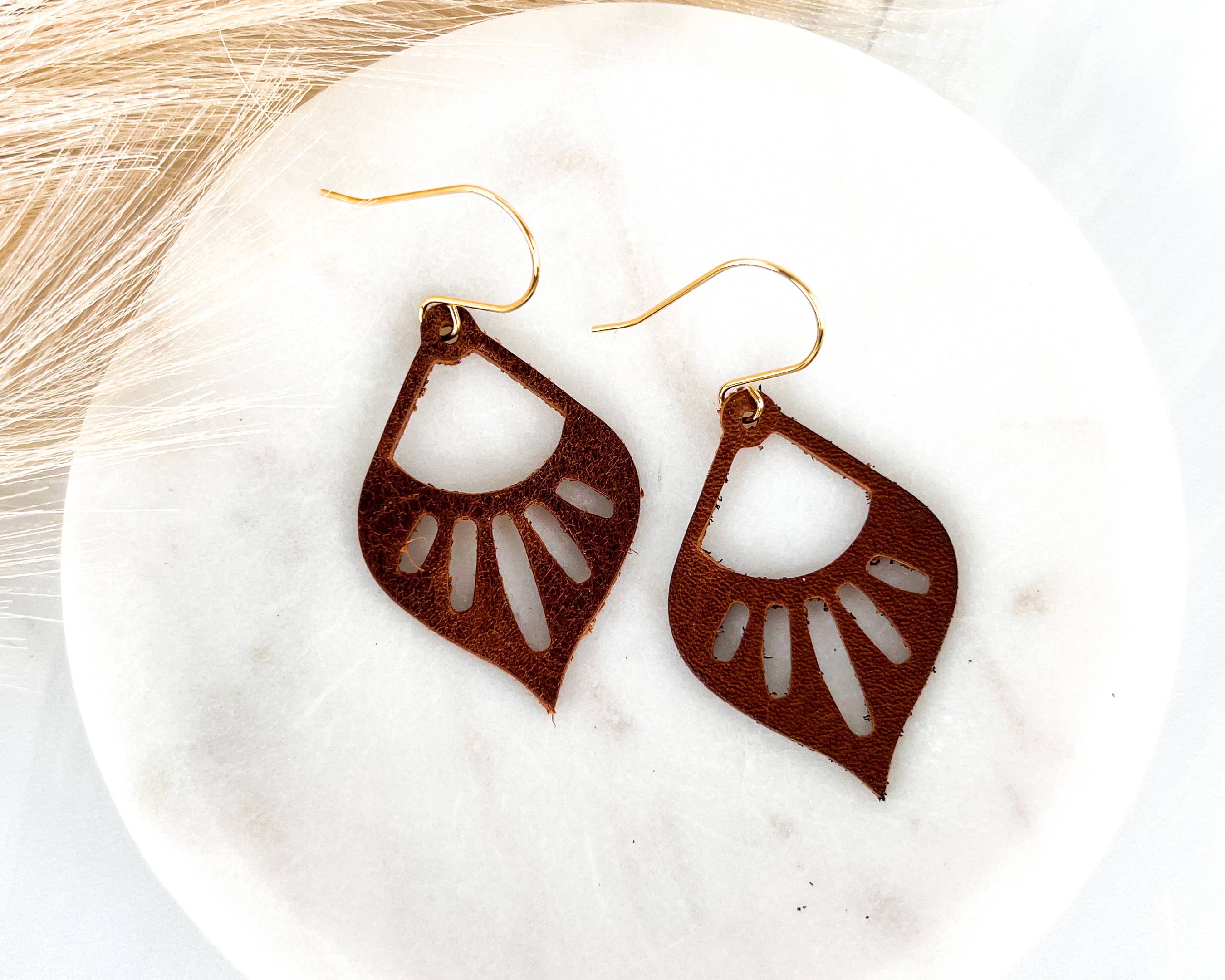Fran and Bel - Wholesale Dangle Earrings - Intricate Cutout Teardrop Leather Dangle Earring2