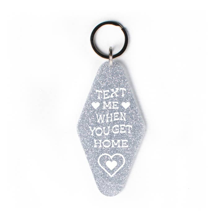 femfetti - Wholesale Keychain - Women's - Text Me When You Get Home Glitter Motel Keychain
