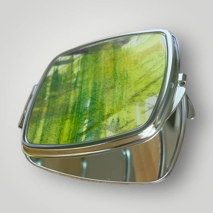 Compact mirror mixed green lines for wholesale by Rachel Stowe Jewellery